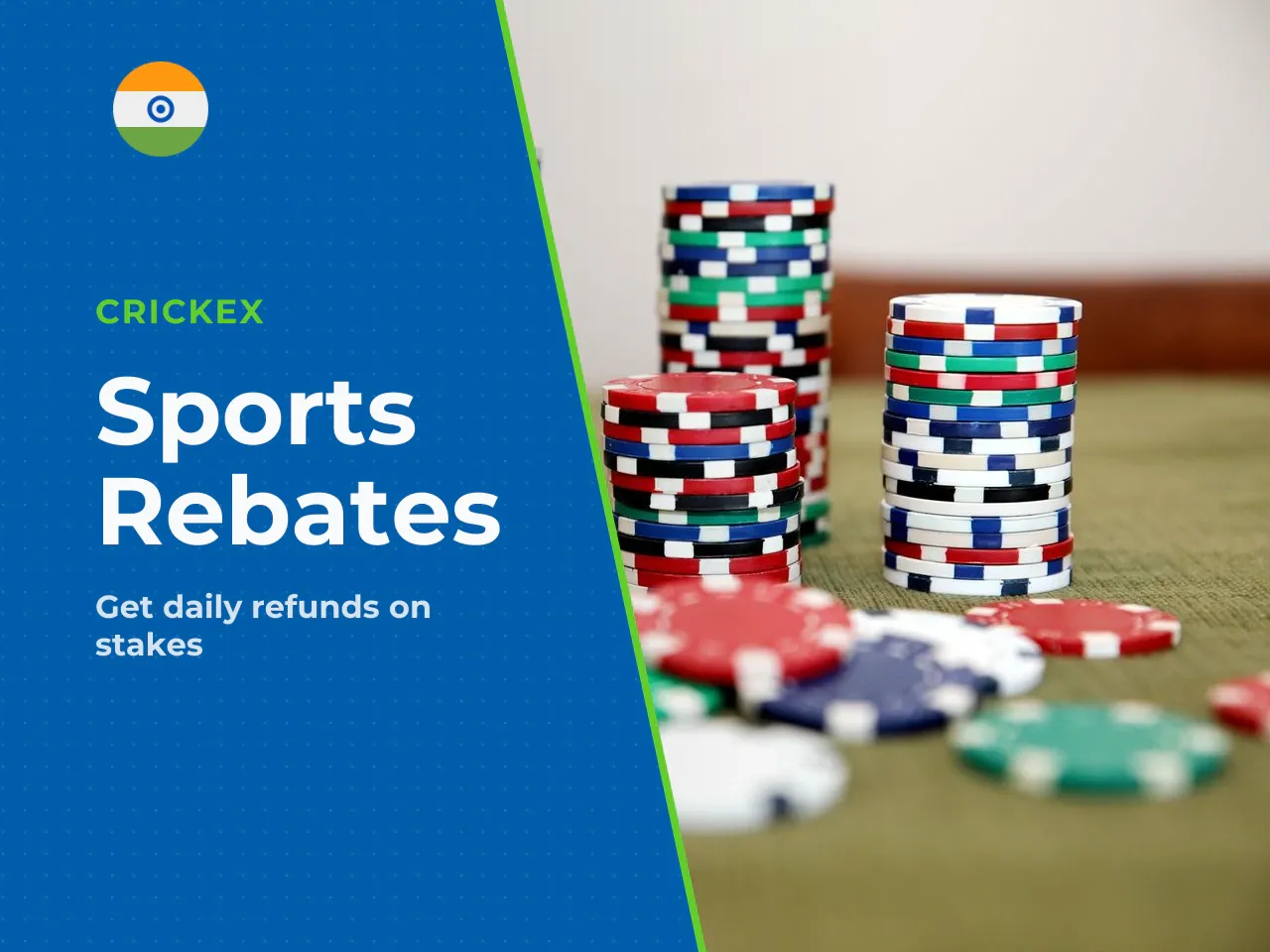 Daily Sports Rebate and Reload-Style Offers. Sports rebates on Crickex return a fraction of your total stakes on cricket, football and other sports over a 24-hour cycle. Here are the specifics: